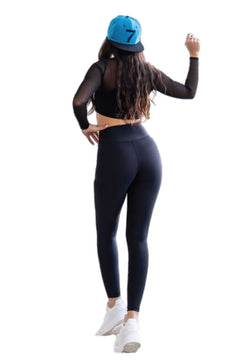 1017 Tulle Detailed Sport Leggings in Schwarz