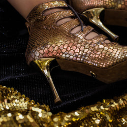 Electra dance shoes in bronze Piton