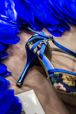 Nao's dance shoes in Blue Flowered