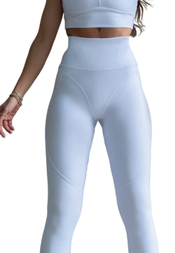 314 Leggings invernali a vita alta di colore bianco