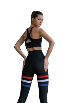 350 leggings in vita extra alta in nero con strisce