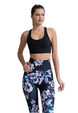 334 leggings in vita alta in ventola nera, blu, rosa