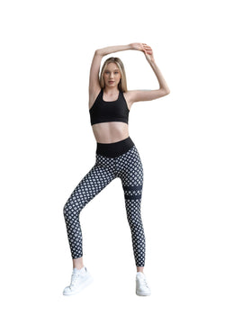 308 leggings in vita extra alta in bianco e nero con strisce