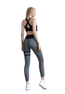 308 Leggings extra de cintura alta en blanco y negro con rayas