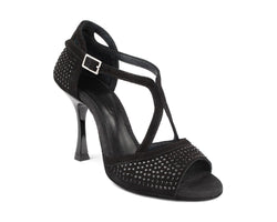 PD507 Scarpe da ballo in nabuk nero/pietre nere