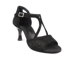 PD507 Chaussures de danse en nubuck noir/pierres noires