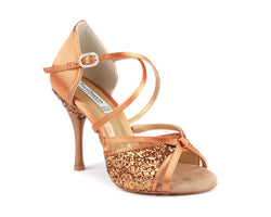 PD801 Chaussures de danse en satin foncé bronze