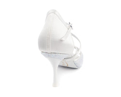 PD801 Chaussures de danse PRO en paillettes blanches