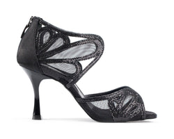 PD808 PRO dance shoes in Black Satin/Glitter